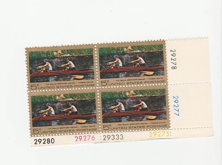 Scott # 1335 US  T Eakins  Plate Block  M/NH  O/G