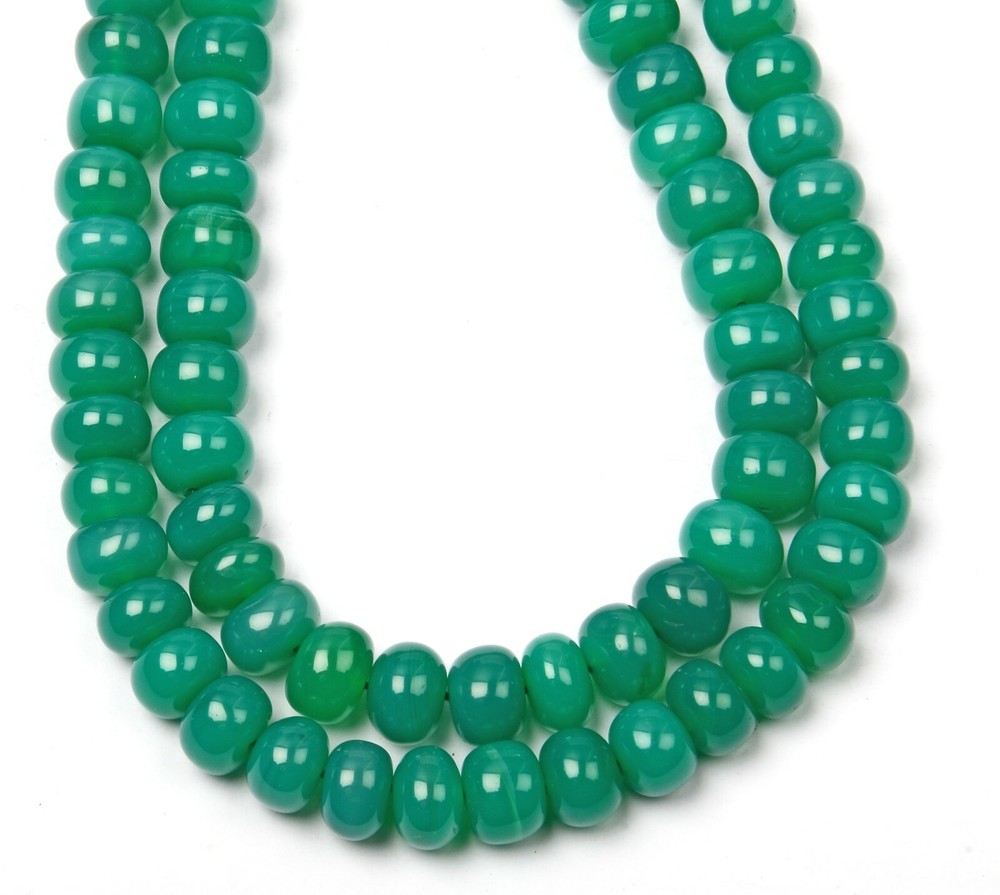 Natural Green Onyx Beads 13 Inch 8-9mm Smooth Rondelle Strand