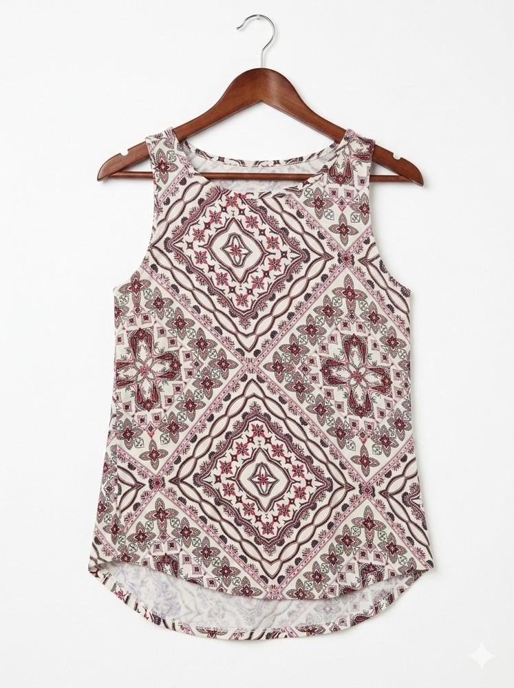Maurices Women's Multicolor Geometric Round Neck Sleeveless Tank Top Regular M