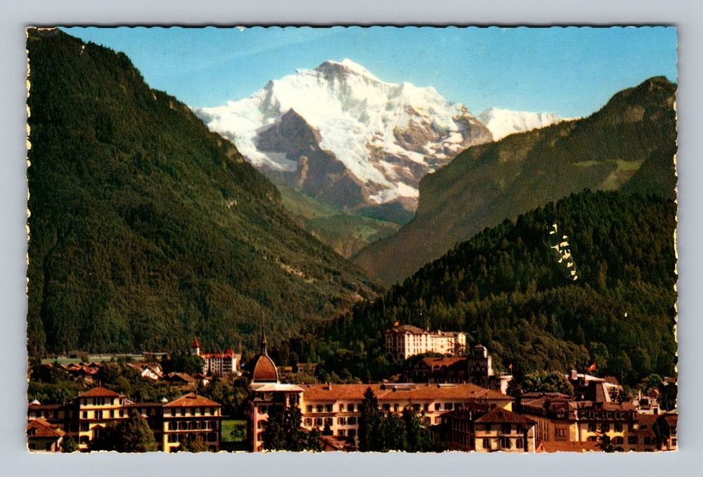Switzerland- Interlaken & Mount Jungfrau Souvenir Postal Old PC Vintage Postcard