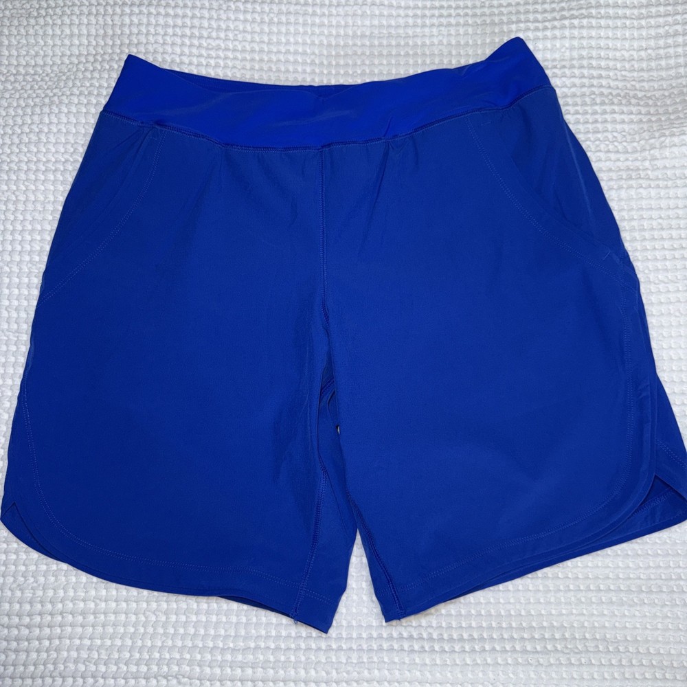 Lands End Womens 10 Royal Blue Active Running Shorts Athletic Lined Stretch NEW