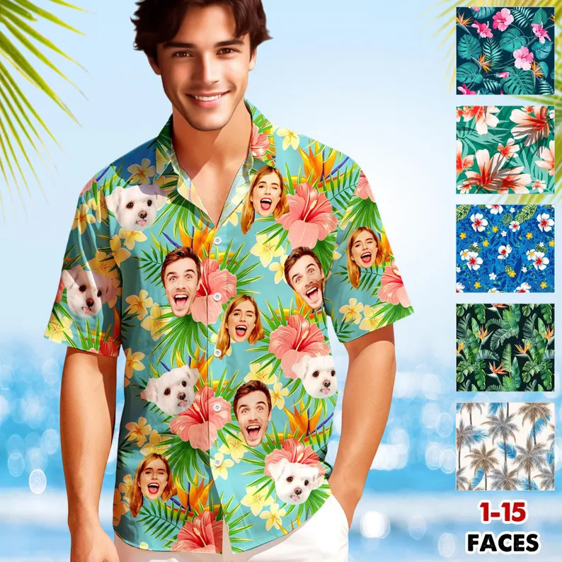 Personalized Face Hawaiian Shirt Custom Photo Print Funny Gift