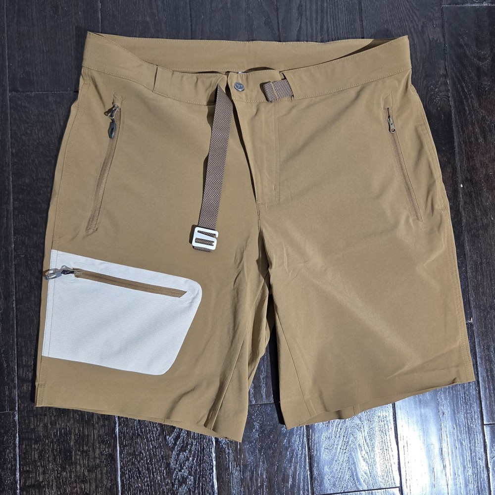 Columbia Titanium Titan Pass Shorts Men’s 36x10 Tan Active Omni Shield Belted