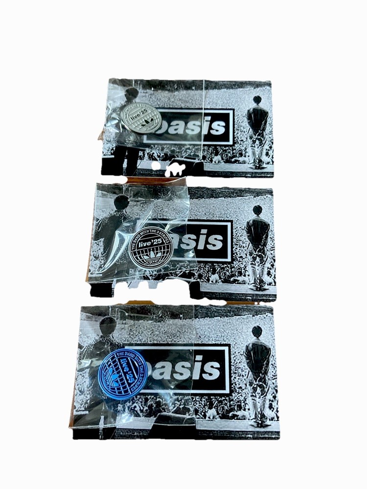 3 x Oasis Live ‘25 Adidas Spezial Pin Badges, Osti Stone Island CP Casual Ultra.