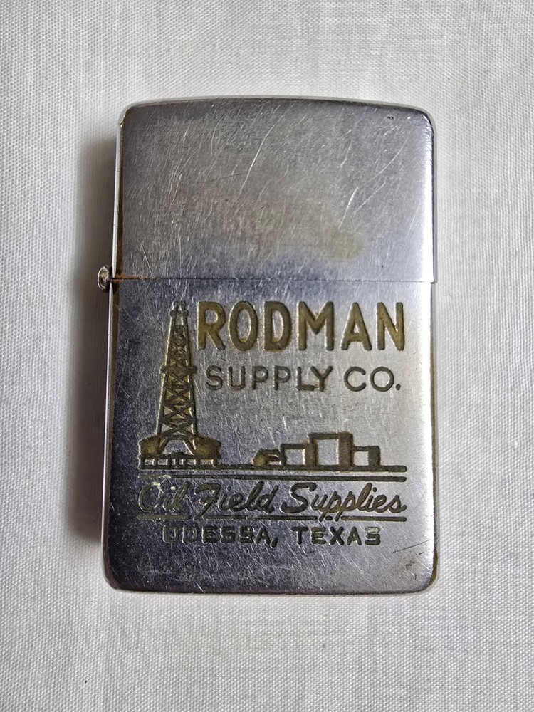 Zippo Vintage 1947-1950 Oil & Gas Rodman Supply Co. Pat. 2032695 Lighter. RARE