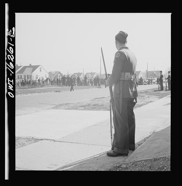 Photo:Detroit Michigan Sojourner Truth Homes Riot 1942 Home Guard Soldier