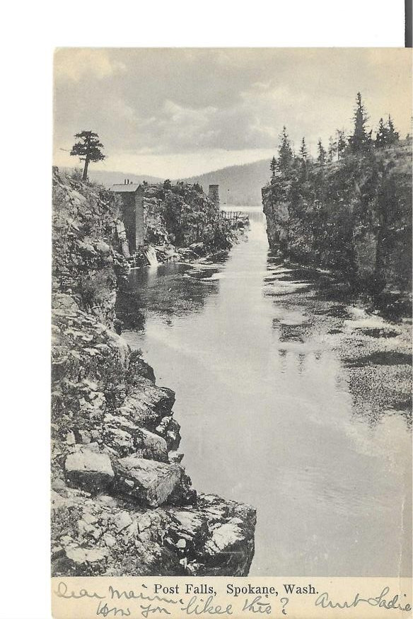 Vintage Undivided Postcard Post Falls Spokane, WA PM 1906 012018