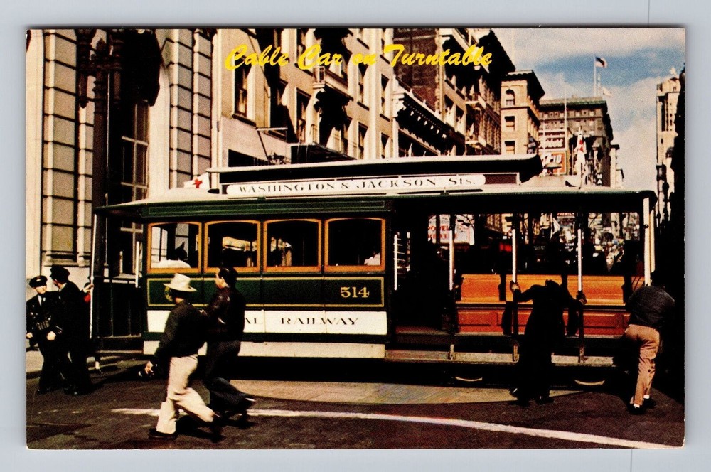 San Francisco CA-California Cable Car Turntable Vintage Postcard