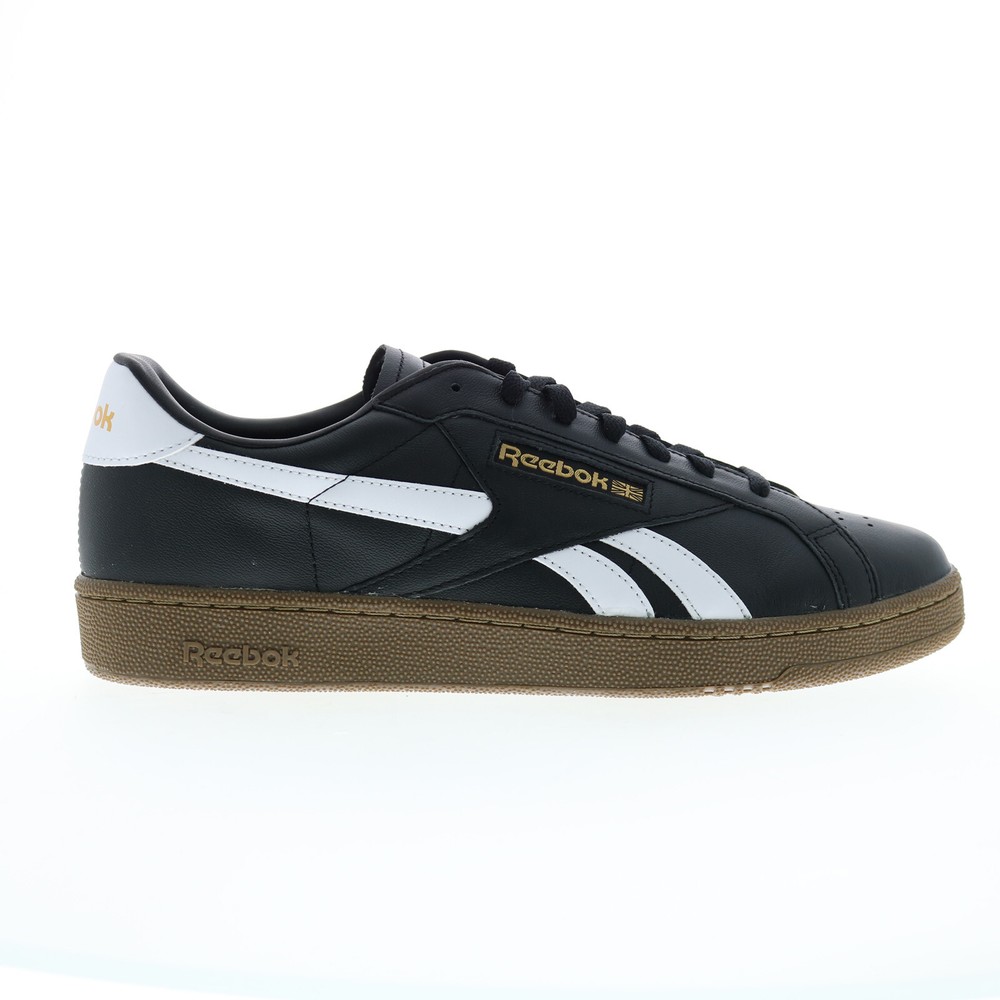 Reebok Club C Grounds UK Mens Black Leather Casual Sneakers