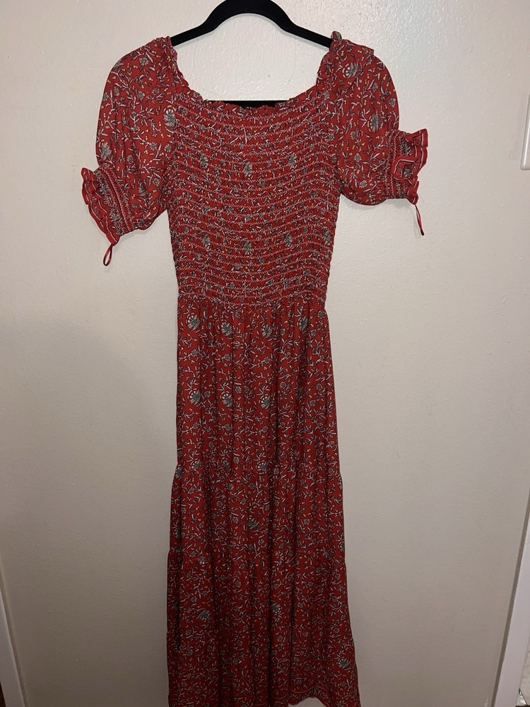 Maxi Studio Red Floral Maxi Dress Size Small Flow- Long