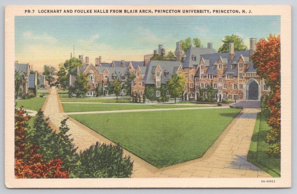 Princeton University Lockhart Foulke Halls Blair Arch NJ Postcard c.1930s