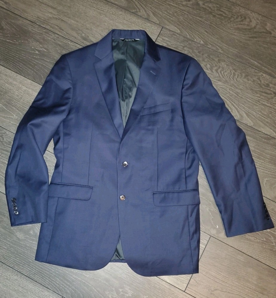 Jos A Bank Traveler 100% Wool Mens 42L Blue Blazer 2 Button Sport Coat
