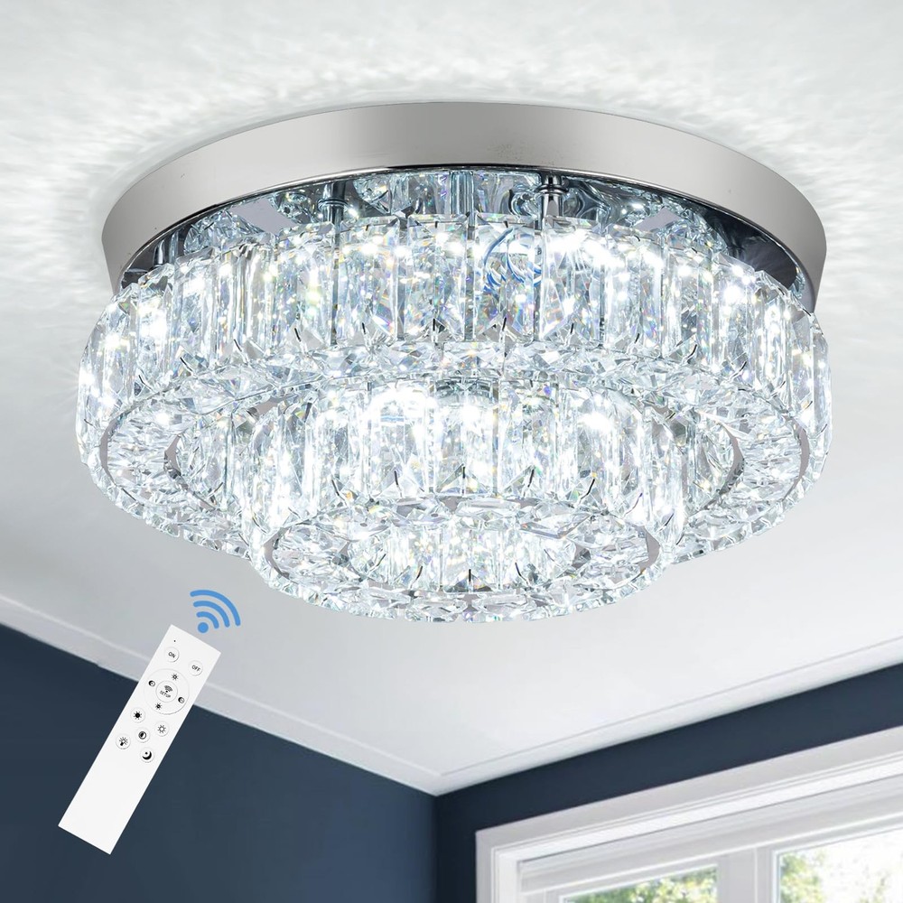 11.8 Inch 2-Layer Crystal LED Chandelier with Remote Control