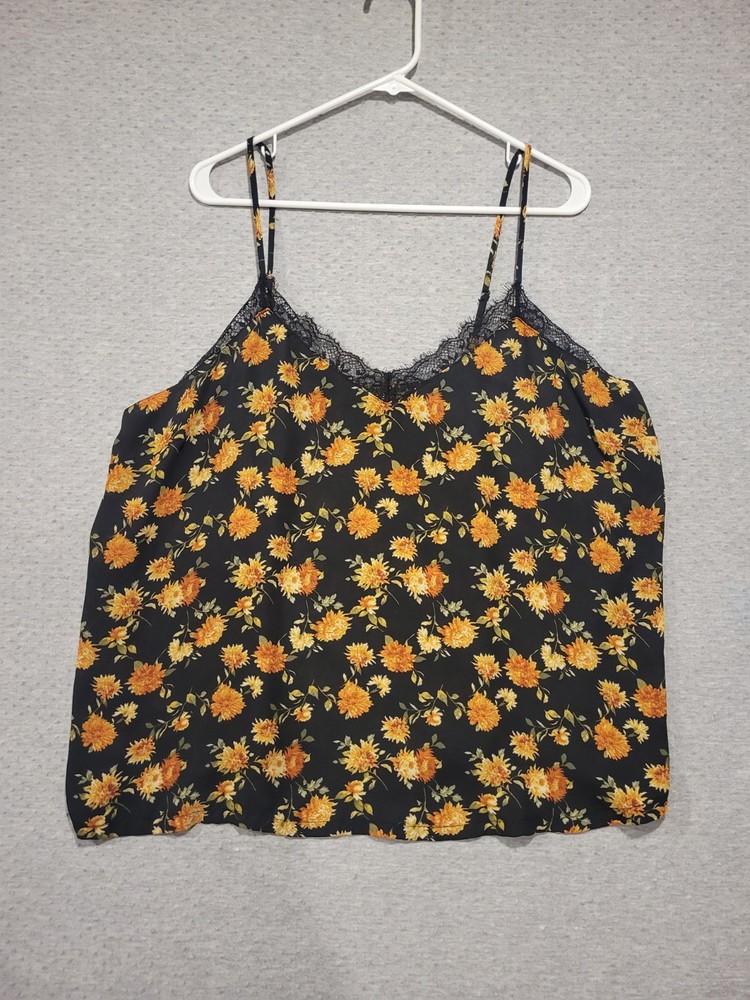 Forever 21 Plus Size Womens 3X Camisole Tank Top Floral Lace Trim Forest Fairy