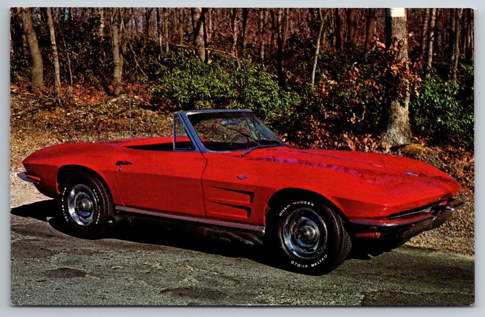 1964 Corvette Roadster 327 cu in 300 hp Holley 4 bbl carb Postcard
