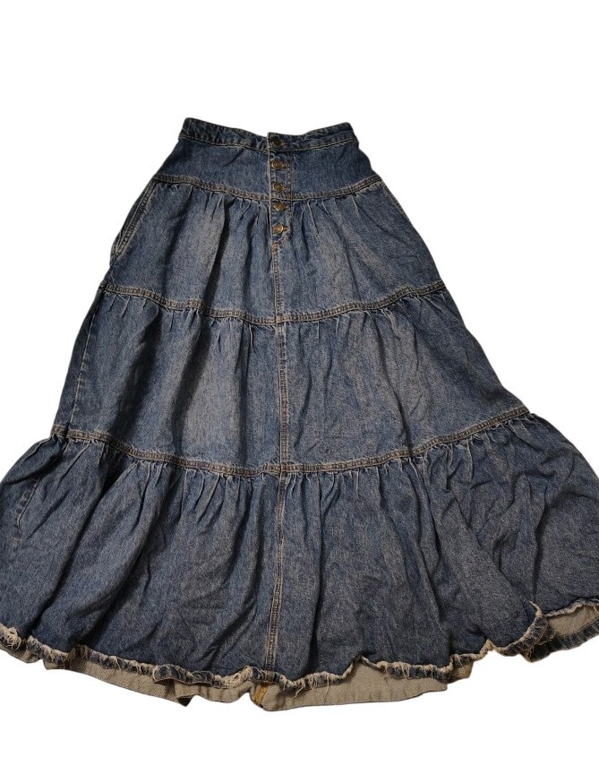 Free People Women's Blue Long Jean Denim Skirt Size, XS