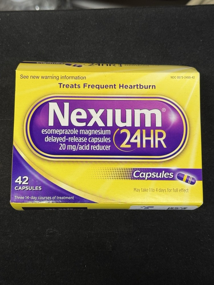 New Sealed Nexium 24 HR 42 20mg Capsules Exp 08/2028 Heartburn Acid Reducer