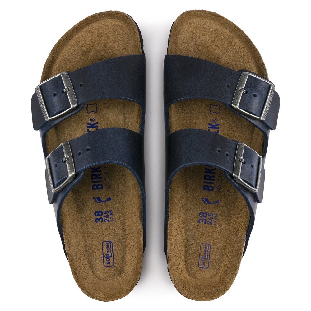 Birkenstock Arizona Soft Footbed Oiled Leather Sandals - Blue