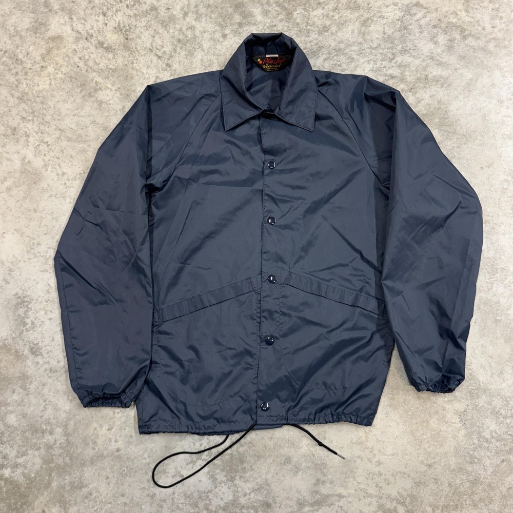 Vintage Dunbrooke Pla-Jac Jacket Mens Medium Navy Coach Snap Front Made USA 90s