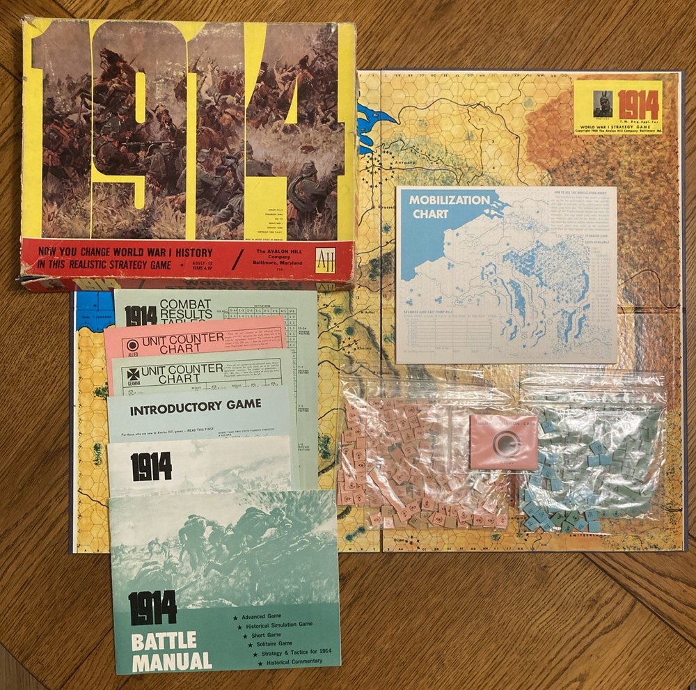 1914 Avalon Hill WWI Strategy Game 1968 PUNCHED
