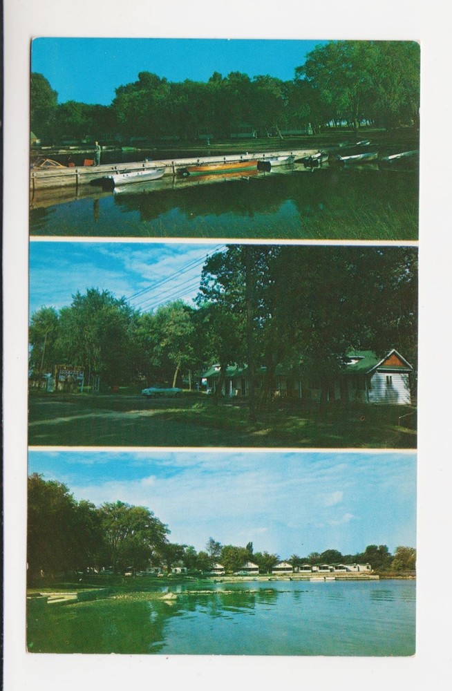 DENNY’S COTTAGES & MOTEL on ST. LAWRENCE RIVER, CLAYTON, N.Y. - 1950s Postcard