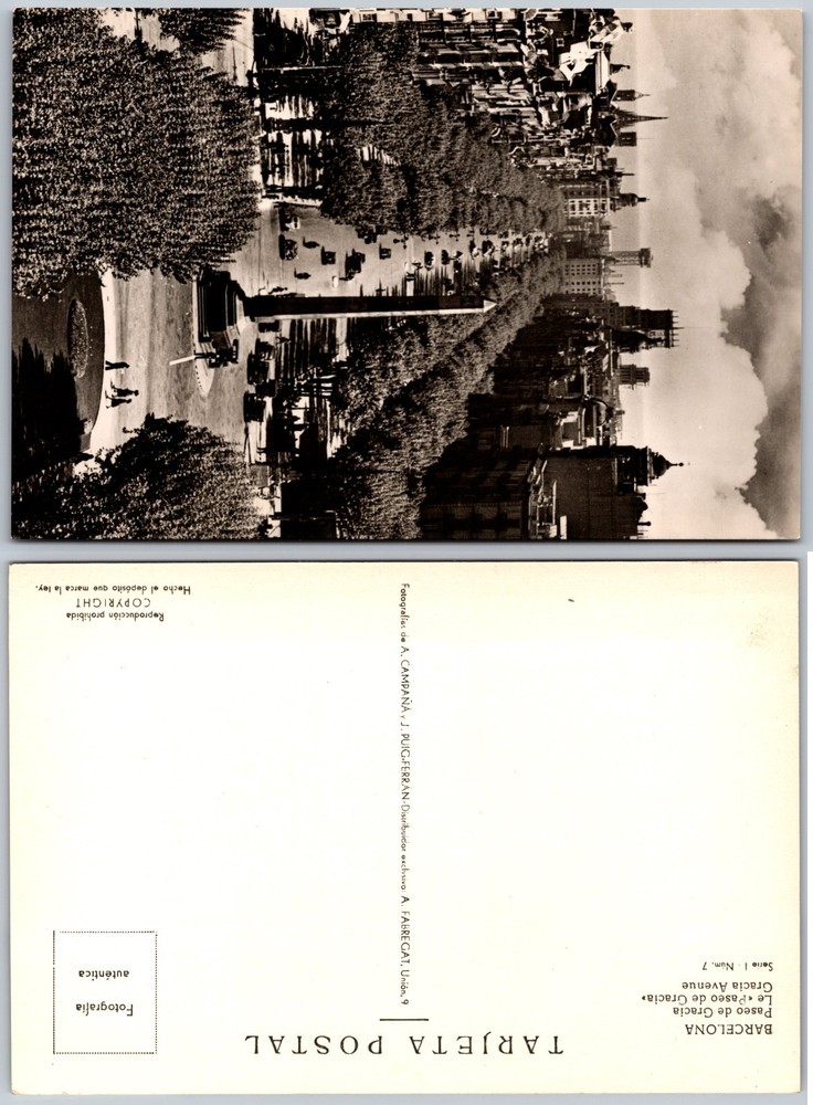 Continental Barcelona City View Postcard