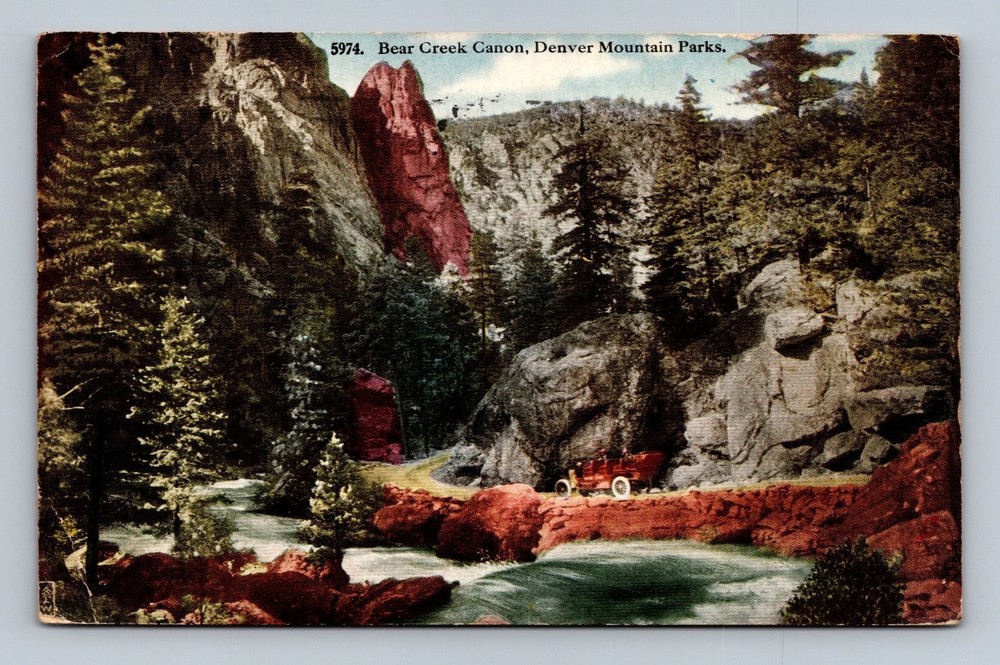 Vintage Bear Creek Canon Denver Mountain Parks Colorado Postcard 1916