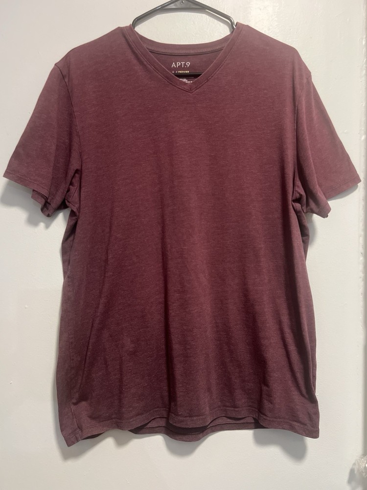 APT.9 Premier Flex Men's Maroon V-Neck Short Sleeve T-Shirt Size L