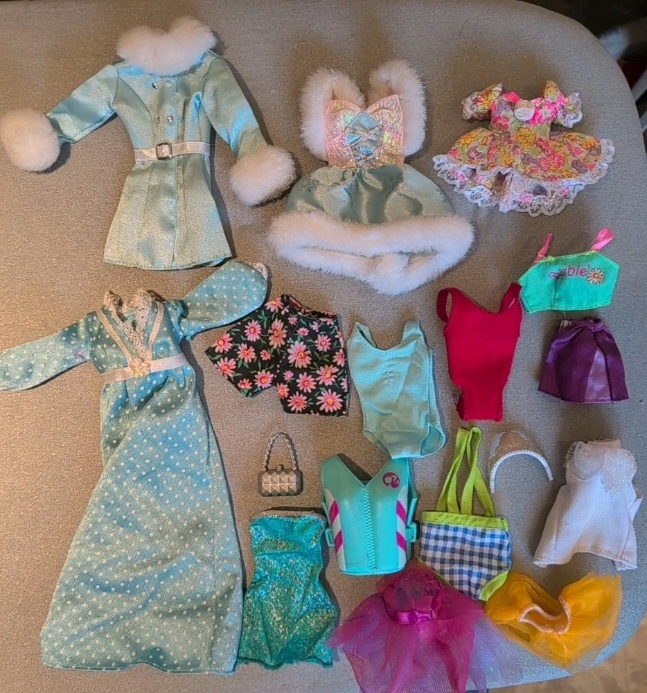 BARBIE Doll Fashions Lot Clothes Clothing Winter Summer Dress Coat Swim Skirt