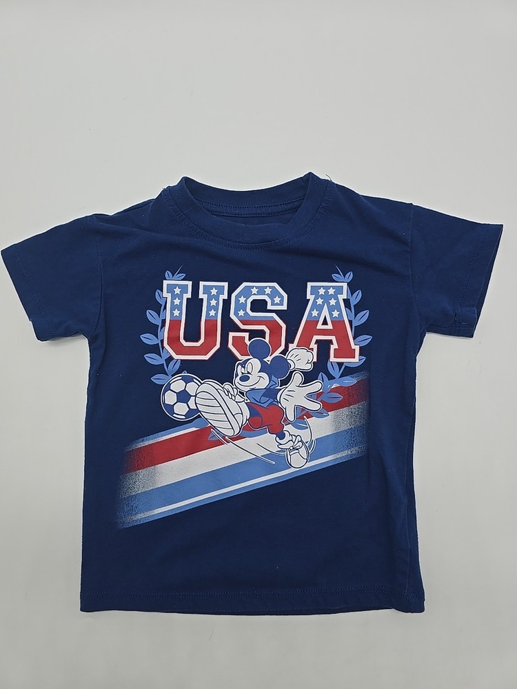 Disney Junior Mickey T-shirt Youth Boys Size 2T Blue Graphic Print Logo.#35804
