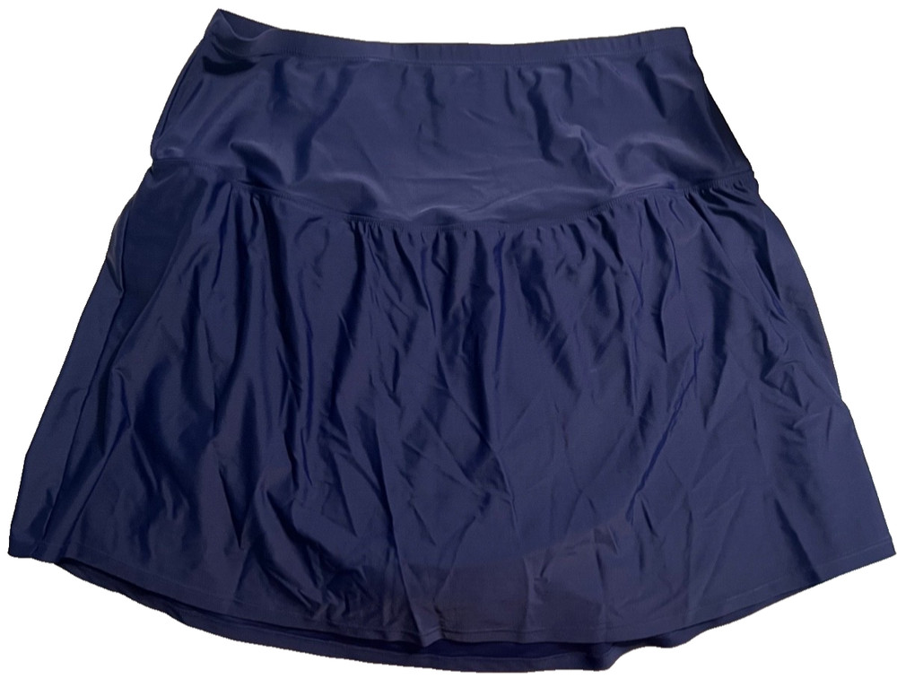 Island Escape Women's La Palma High-Waist Tummy Control Swim Skirt Navy Size 22W