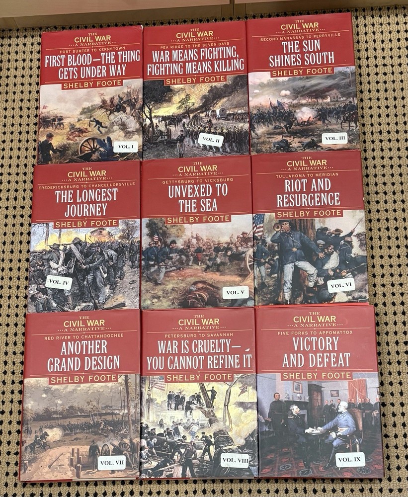 The Civil War: A Narrative By Shelby Foote - Volumes 1-9 - Hardcover Book Set