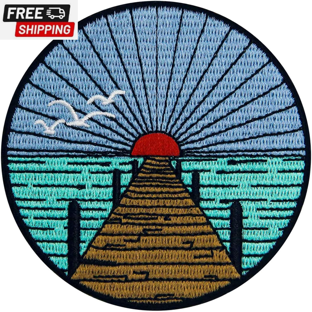 Sunrise from the Sea Patch Embroidered Applique Badge Iron on Sew on Emblem