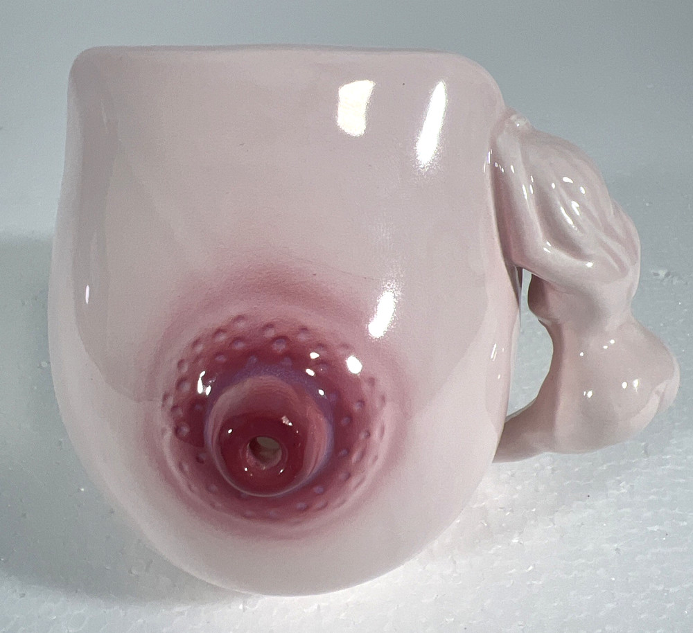 Vintage Ceramic Boob Breast Gag Gift Novelty Sipper Coffee Cup Mug Nipple Spout