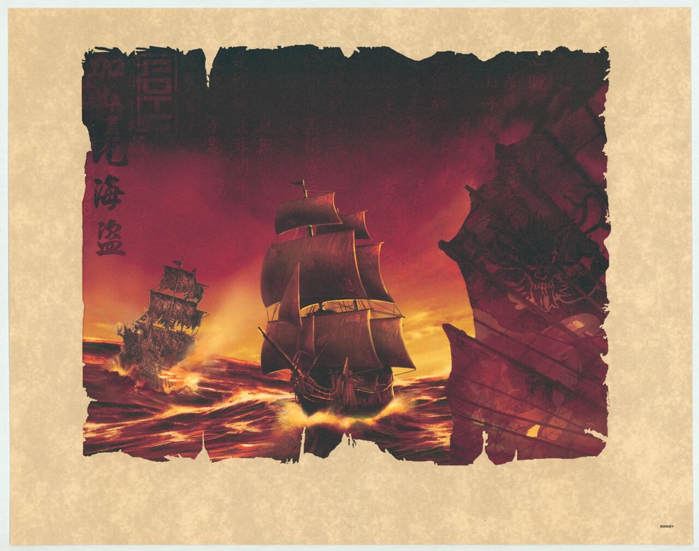 Limited Edition Art of Disney Parks Pirates of the Caribbean Ships Print w/ COA