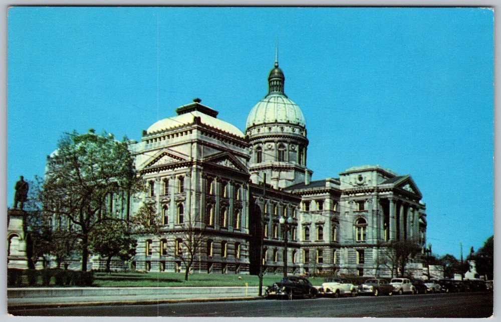 Vtg Postcard State House Capitol Dome Indianapolis, 1950s