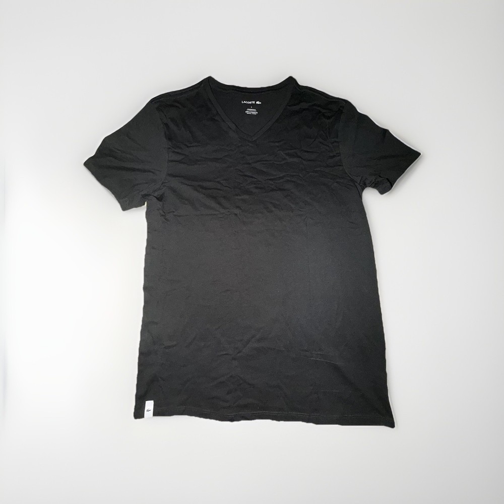 Lacoste Black Jersey Cotton Men's V-Neck Short Sleeve T-Shirt L