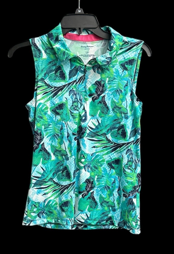 TOMMY BAHAMA GOLF/TENNIS ZIP Sleeveless Shirt   BLUE/GREEN   size SP
