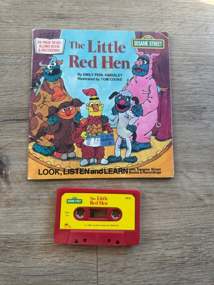 VINTAGE 1981 Sesame Street THE LITTLE RED HEN Book & Cassette Tape Set