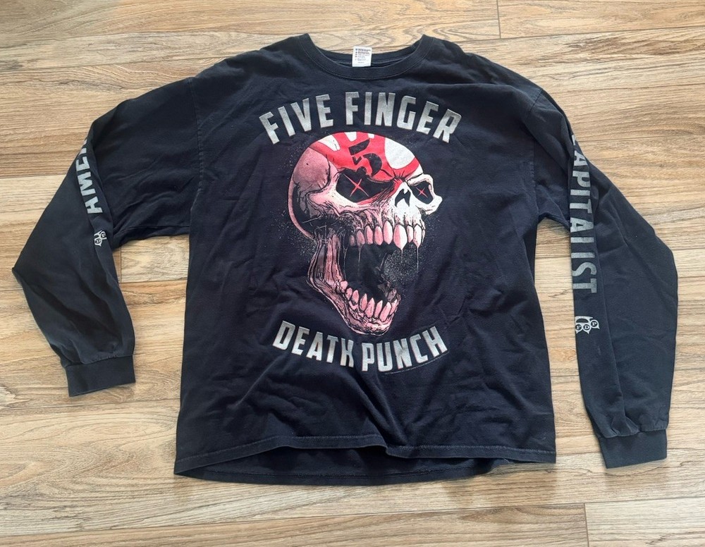 Five Finger Death Punch Shirt Mens 2XL Black American Capitalist Tour 2012