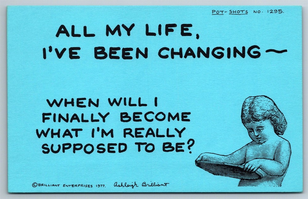 Pot Shots Humor Postcard Ashleigh Brilliant #1295 All My Life I've Been Changing