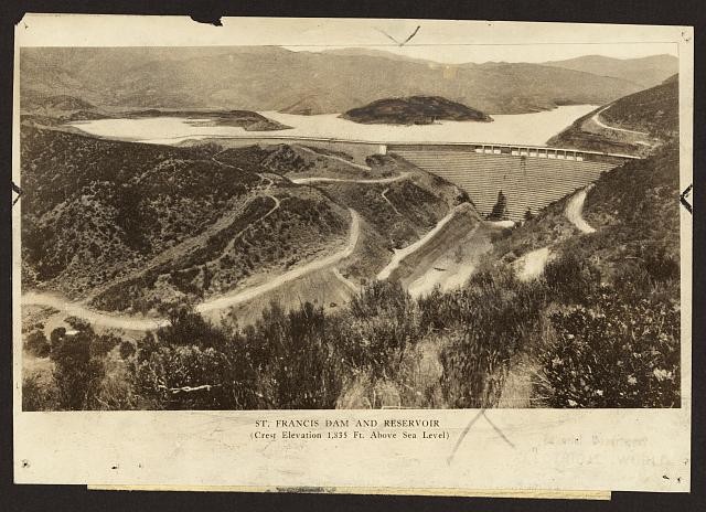 St. Francis Dam and reservoir (Crest elevation 1,835 ft. above sea level)