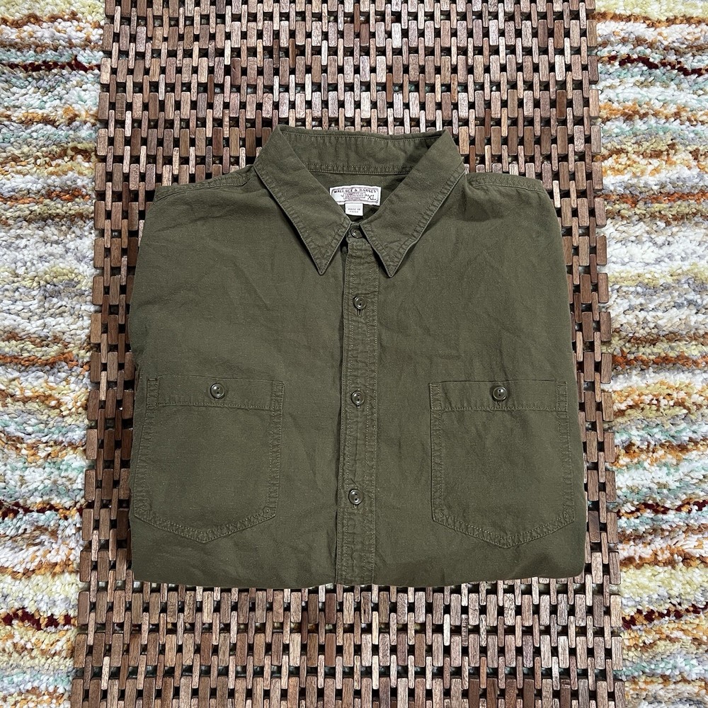 Wallace & Barnes J.CREW Western Work Shirt Green Mens XL
