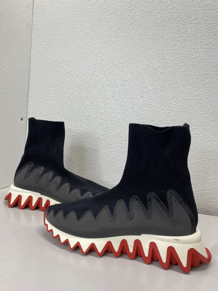 Christian Louboutin Mens Sharky Sock Rubber Sole Sneakers Size 7.5/EU 39.5 Black