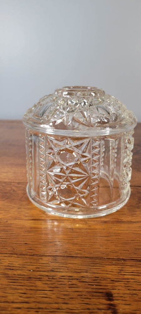Vintage Indiana Glass Clear Fairy Light Lamp Stars And Bars  TOP ONLY
