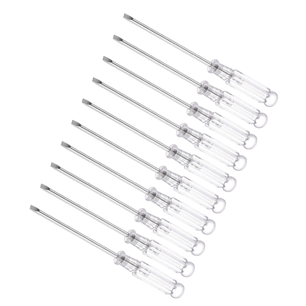 10pcs 3.0mm x 115mm Slotted Screwdrivers with Anti-Slip W Handle