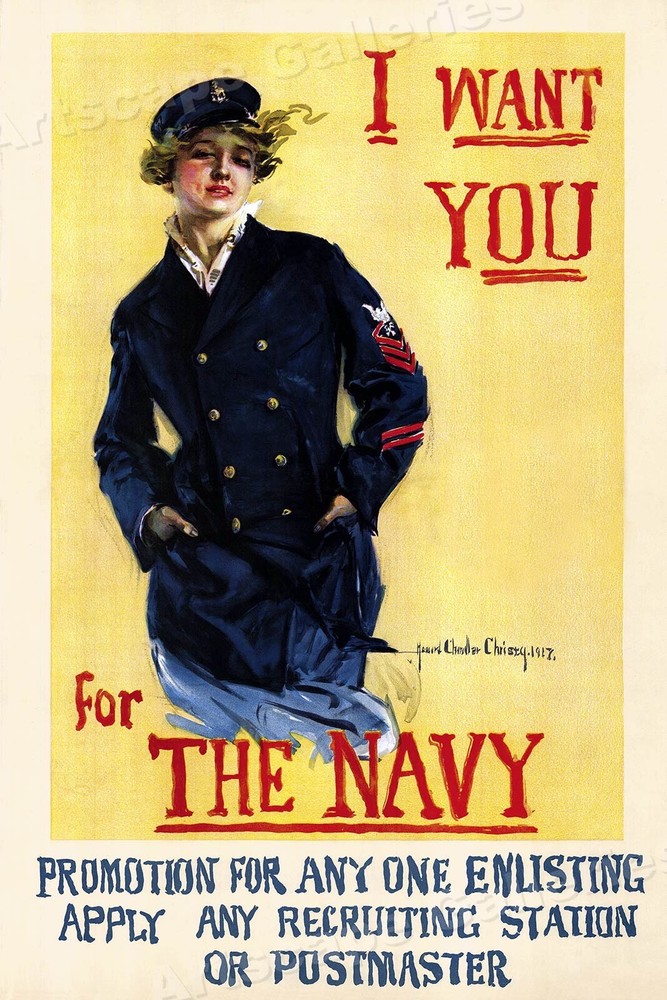 1917 Chandler Christy Navy Recruiting Poster I Want You For The Navy 24x36