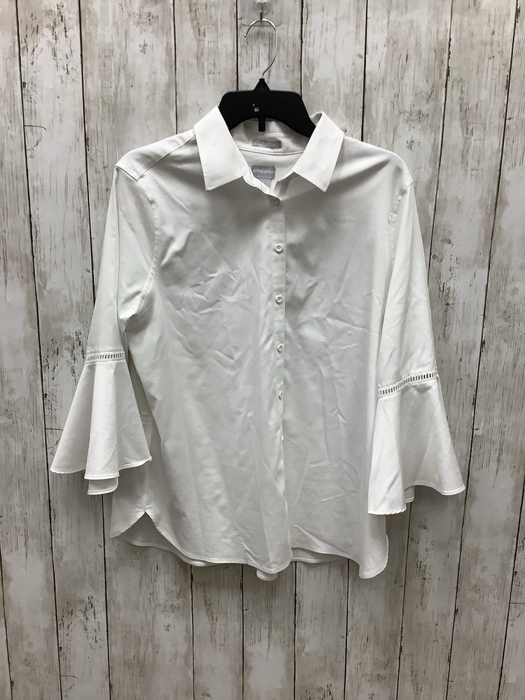 Chicos White Button Down Long Bell Sleeve Chico Size 1.5/US Medium 0506-02