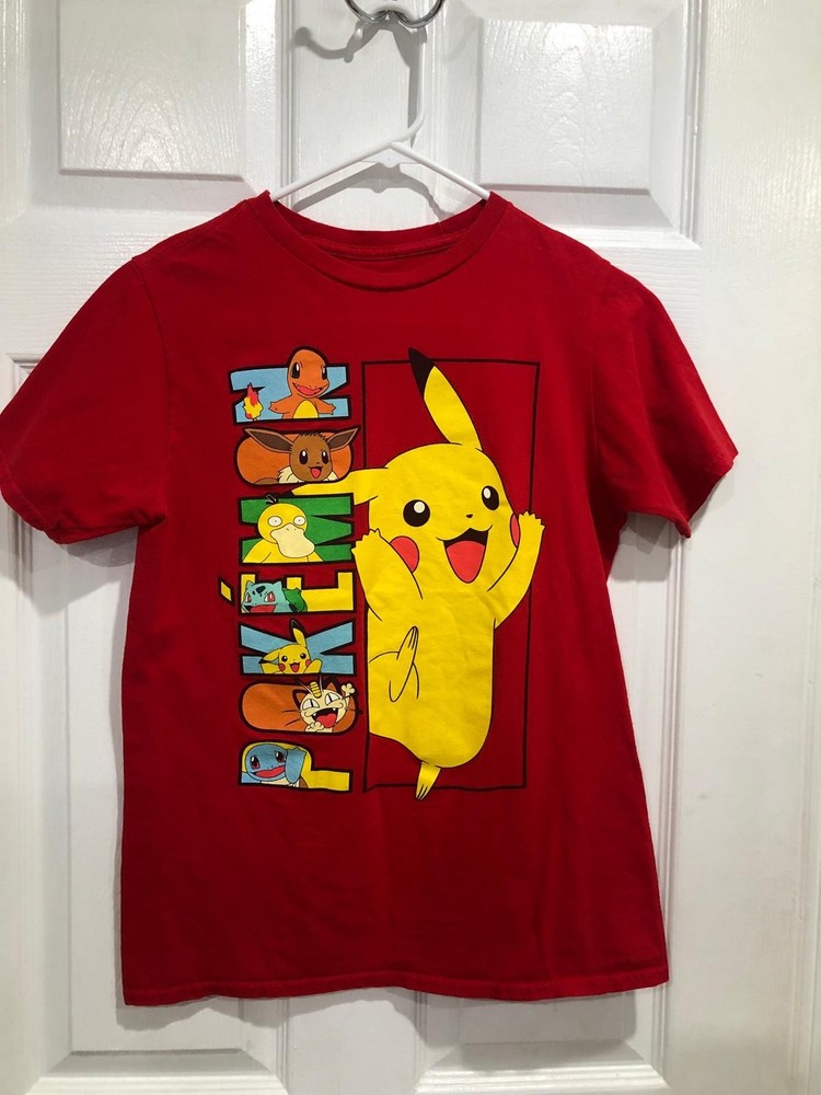 Pokémon Pikachu Red Graphic T-Shirt Hybrid Apparel Size XL Kids Pre-Owned