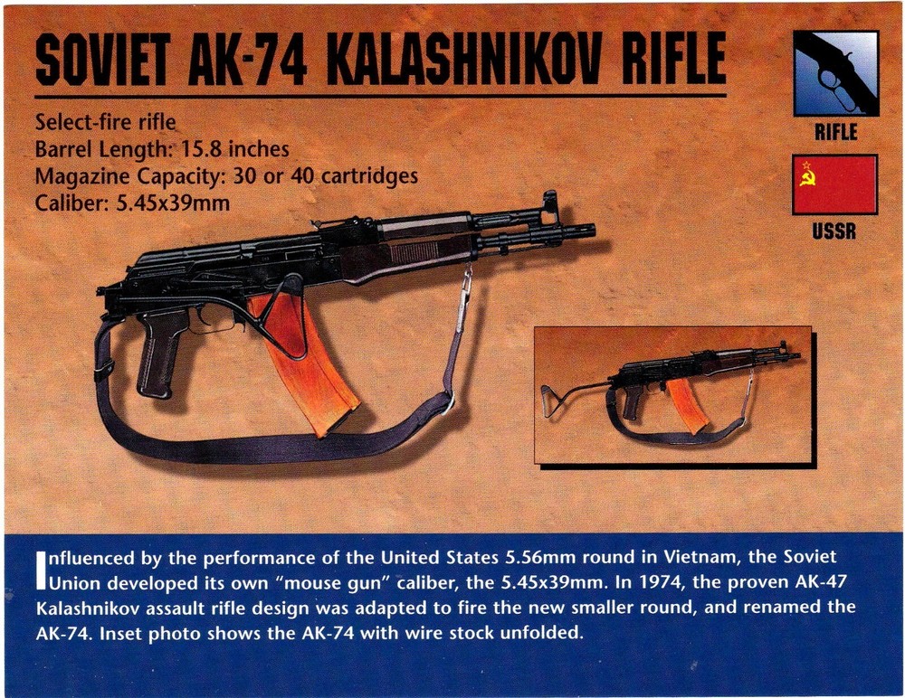 Soviet AK-74 Kalishnikov Rifle Classic Firearms Photo Card u